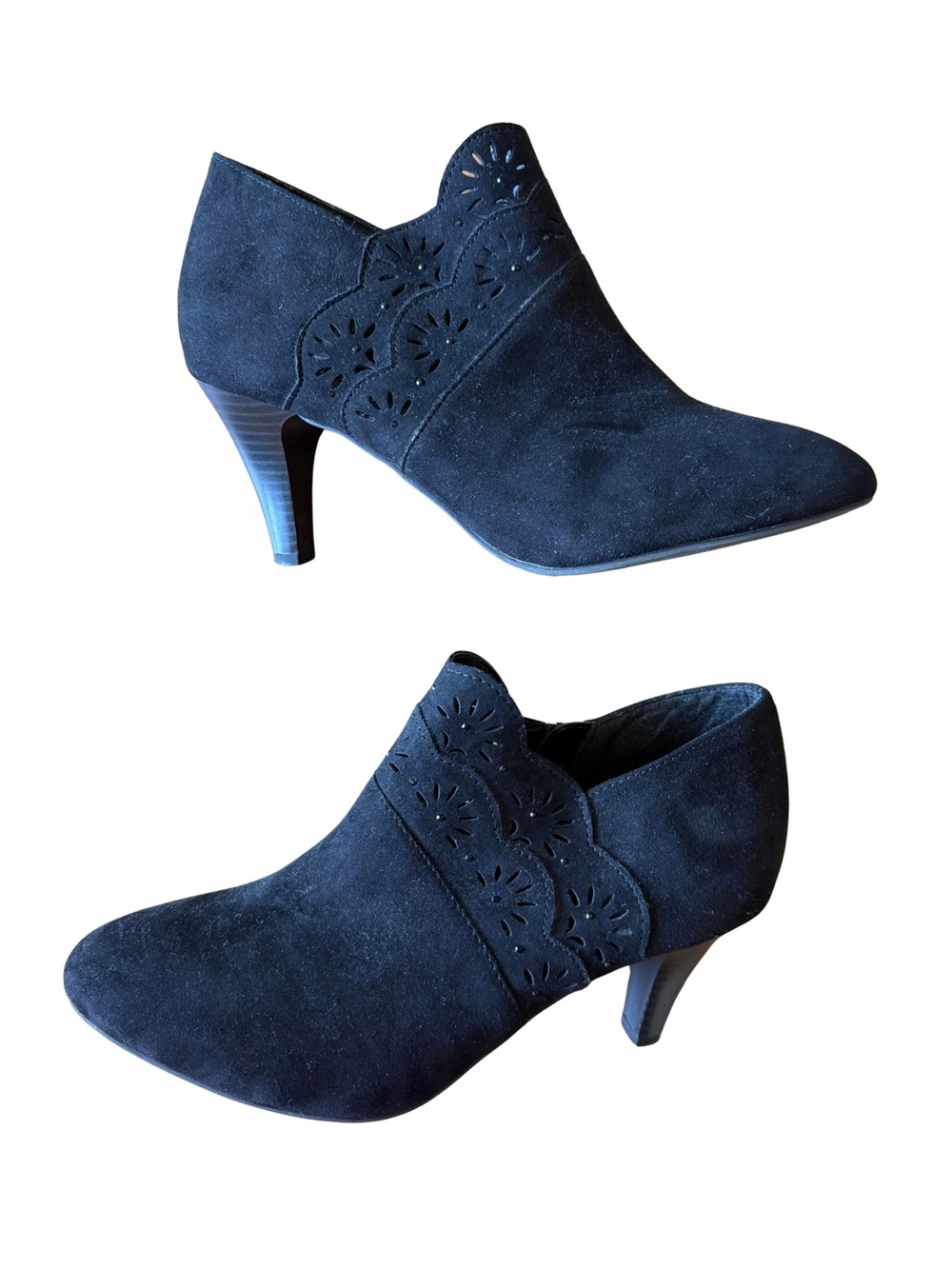 Karen Scott Marana Black Suede Cutout Ankle Booties